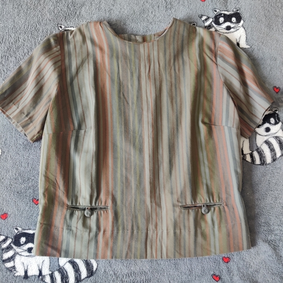 Vintage Boxy Button-back striped top - Picture 1 of 4